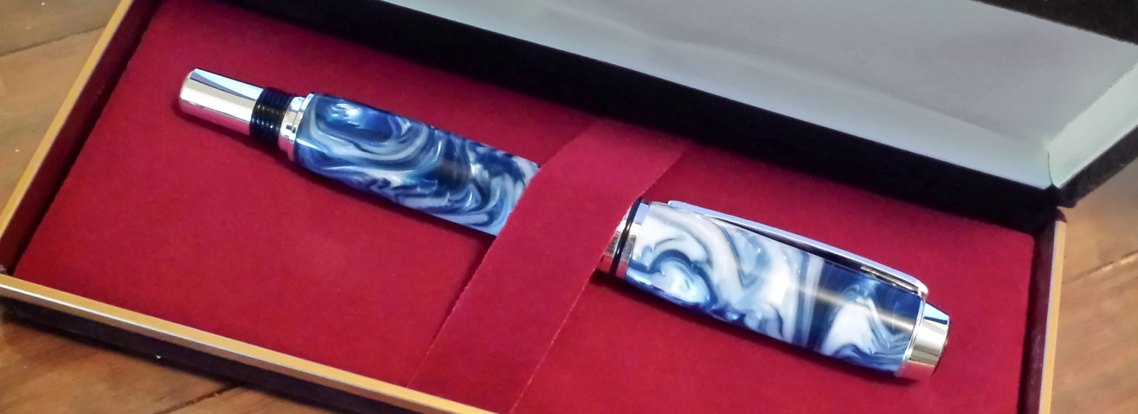 Blue swirl acrylic first handmade fountain pen gift
